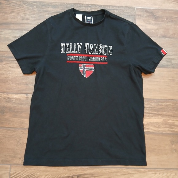 Helly Hansen Shirt Mens Medium Black North Cape Nordic Sea  Tee‎ Sailing Boating - Picture 1 of 7